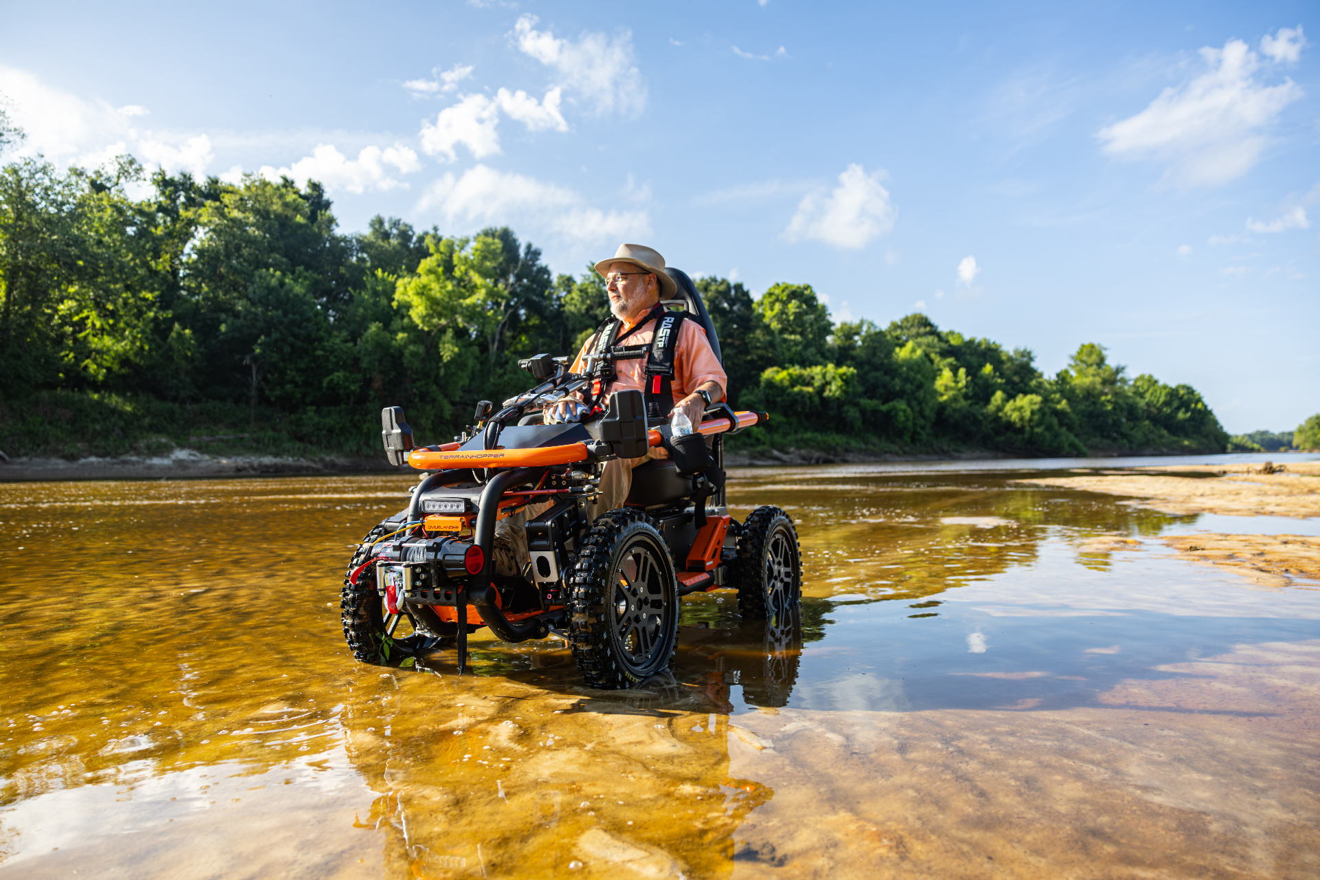 Man in a TerrainHopper at the river
